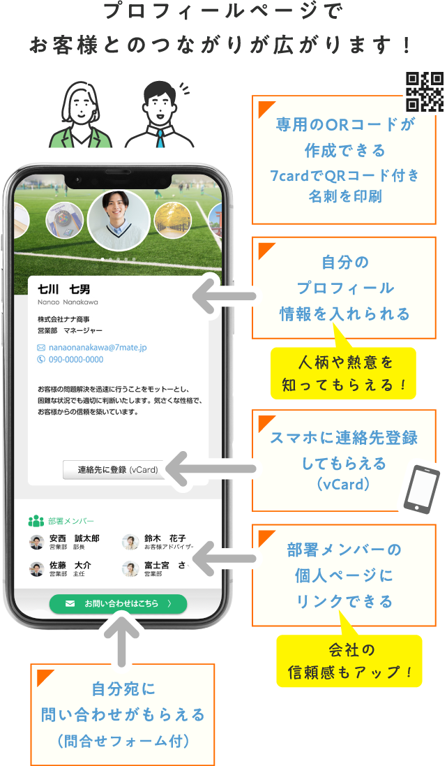 プロフィールページでお客様とのつながりが広がります！
